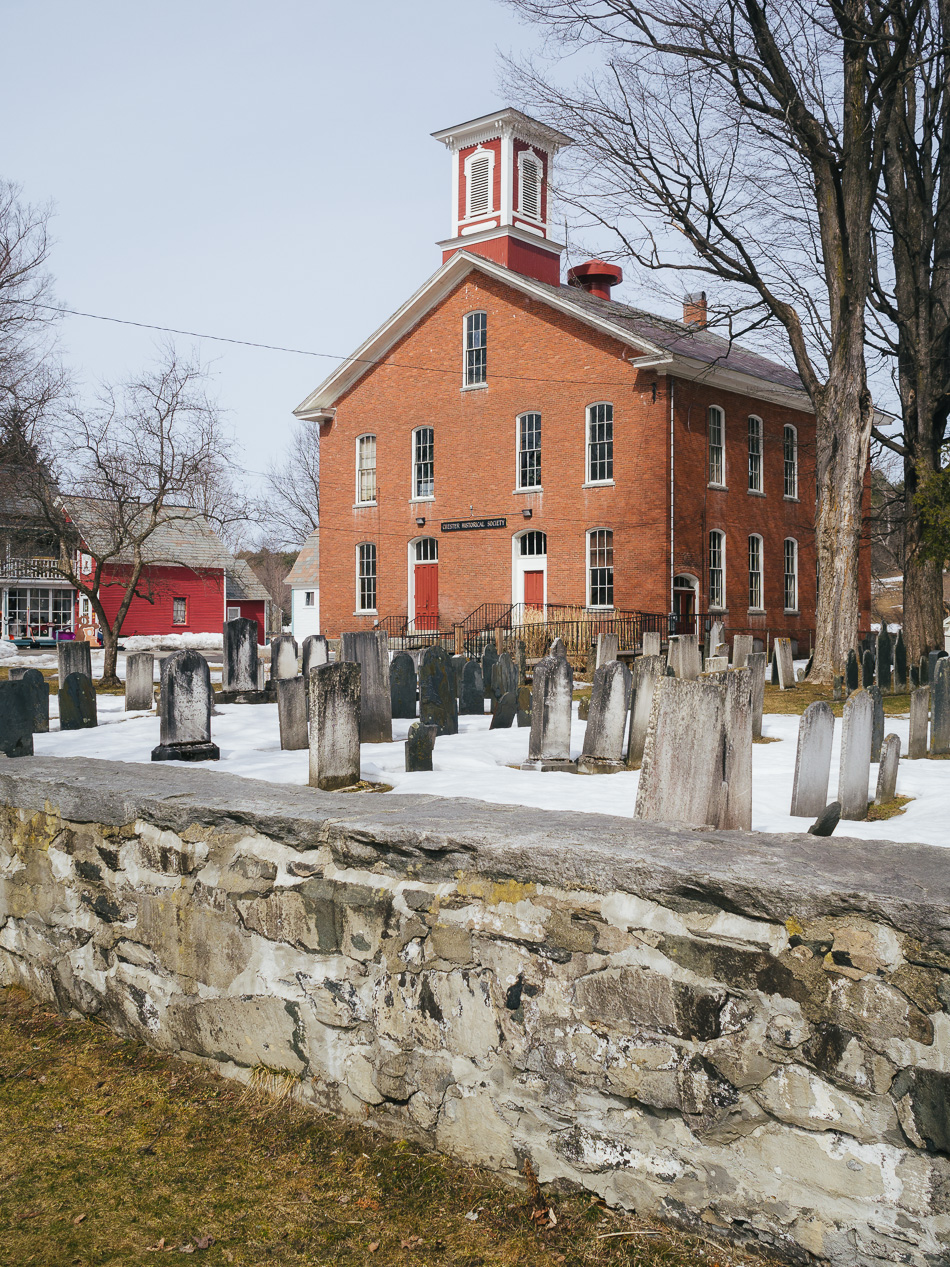 Chester Historical Society and graveyard, Chester, VT