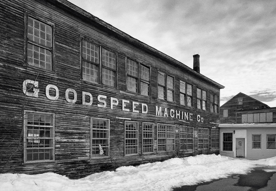 Black and white photo of the Goodspeed Machine Co. building in Winchendon, MA