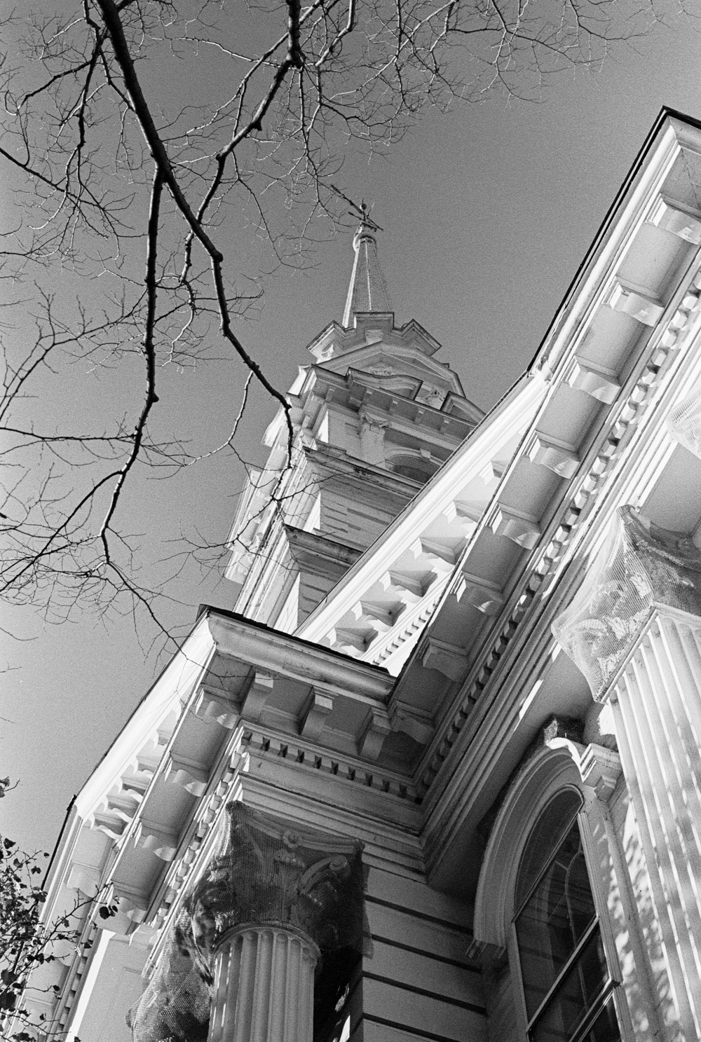 Black and white photo of the United Church of Christ in Keene, NH