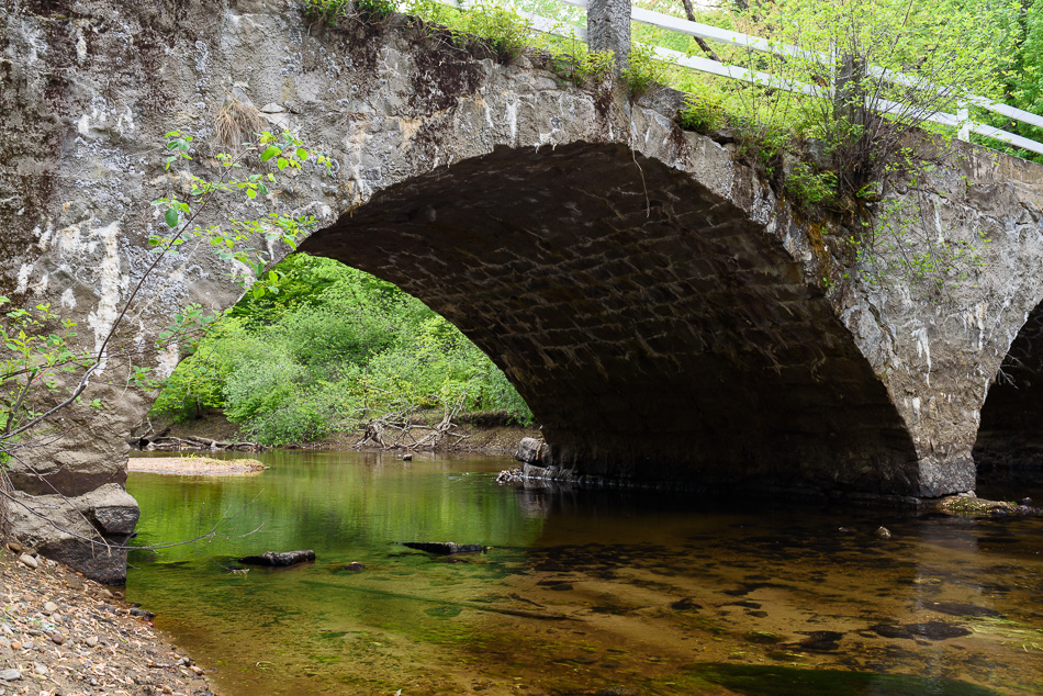 Color photo of the Two Arch Stone Bridge in Keene, NH
