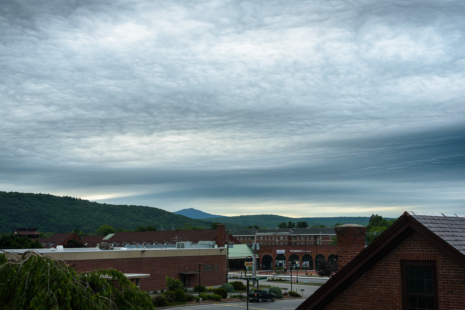 Color photo of interesting cloud textures over Keene, NH